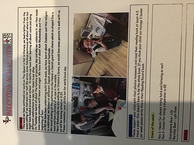 Image of Reception newsletter 