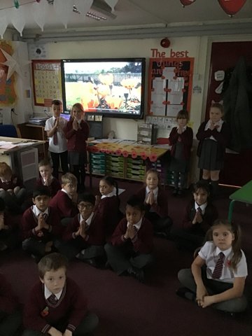 Image of Remembrance Day class liturgy led by some of our lovely children. 