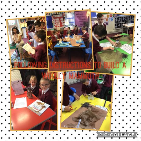 Image of Instruction writing and making a woolly mammoth 