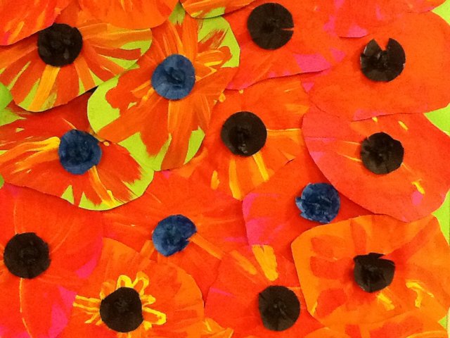 Image of Poppies in the style of Georgia O'Keefe for Remembrance.