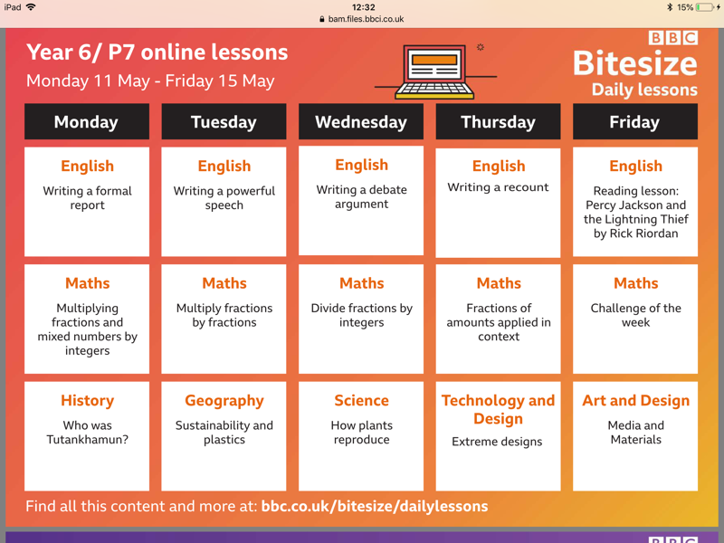 Image of Bitesize Schedule 11-15th May