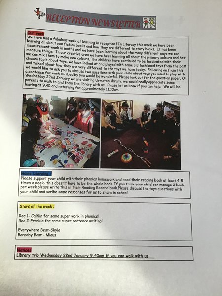 Image of Reception newsletter 